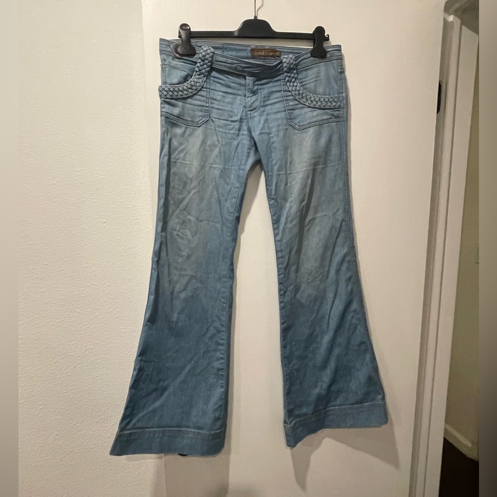 Frankie‎ B. Denim Flare Jeans with Braided Detail